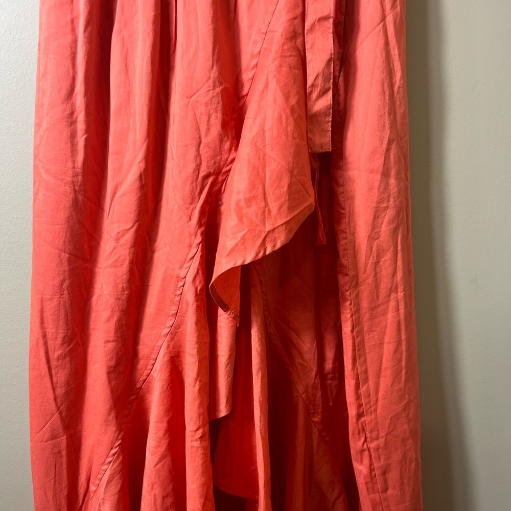 VENUS Coral Ruffle Wrap Maxi Dress High Low Hem Butterfly Sleeves Size 6 Boho - Picture 7 of 10